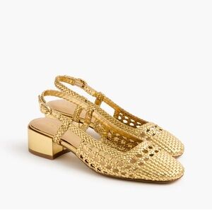 J. Crew Metallic Gold Woven Sandals
